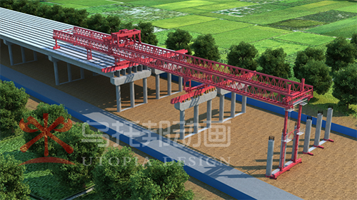 运架一体式架桥机施工演示动画